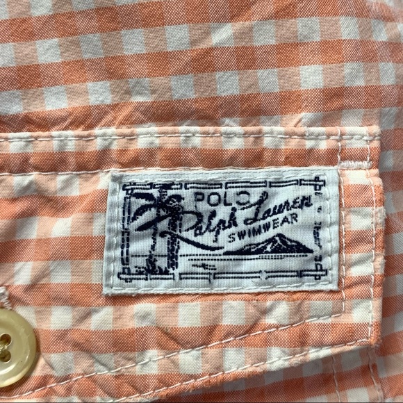 Polo by Ralph Lauren Gingham Pattern Traveler Cotton Blend, Swim Shorts. - Picture 7 of 16